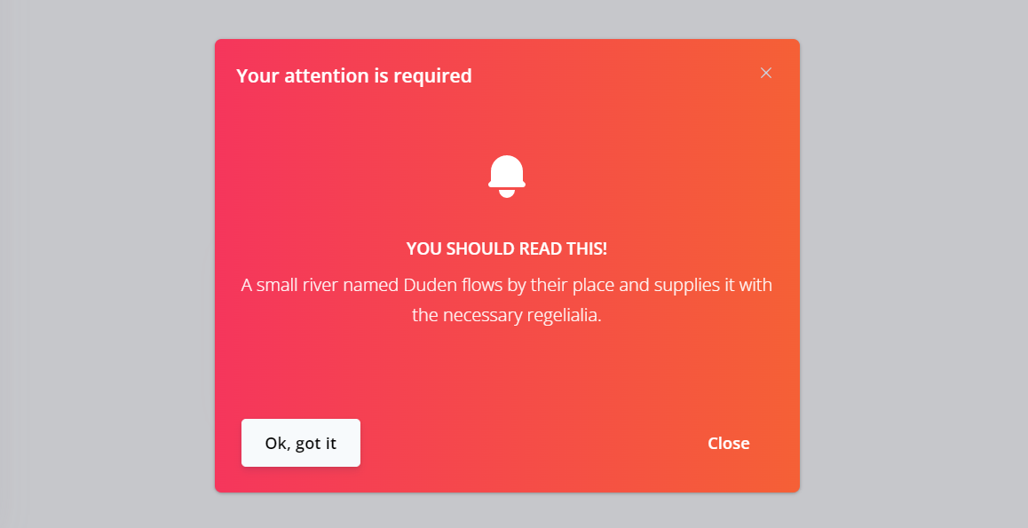 Modals notification